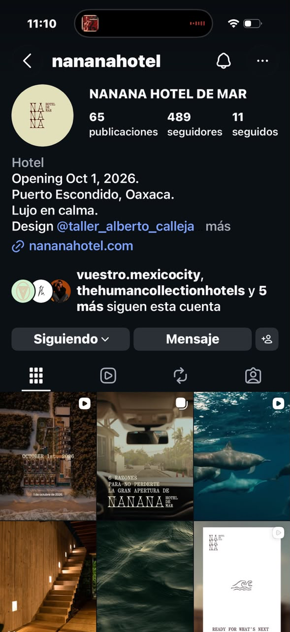 Feed Instagram Nanana Hotel de Mar